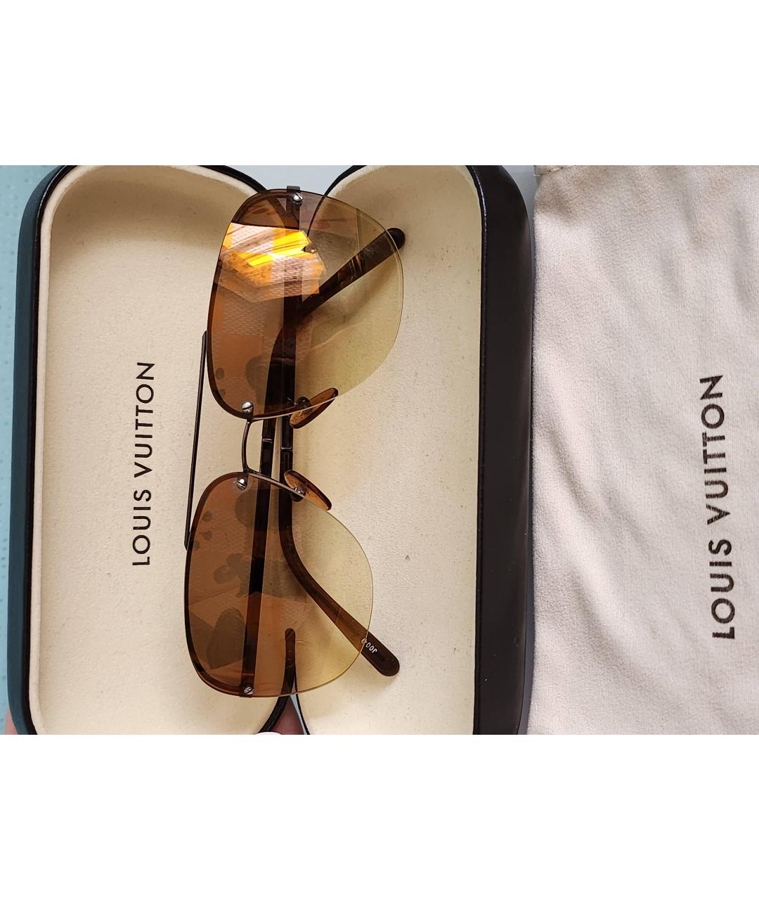 LOUIS VUITTON PRE-OWNED Коричневые металлические солнцезащитные очки, фото 5