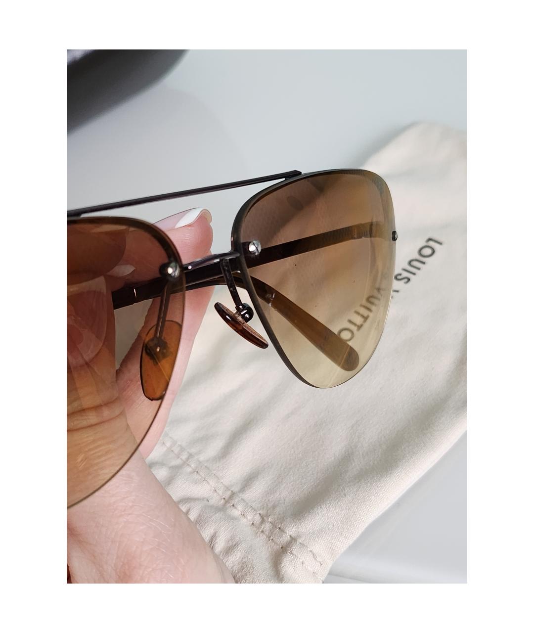 LOUIS VUITTON PRE-OWNED Коричневые металлические солнцезащитные очки, фото 7