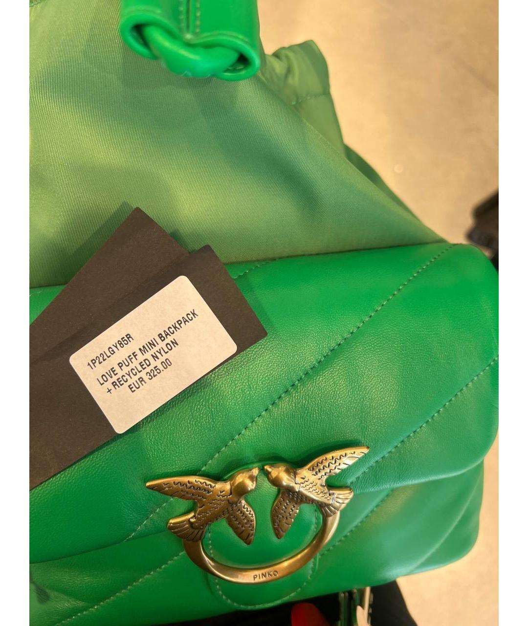 PINKO Зеленый кожаный рюкзак, фото 4