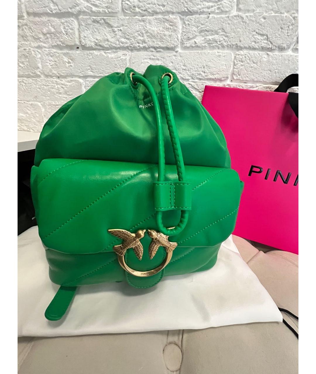 PINKO Зеленый кожаный рюкзак, фото 5