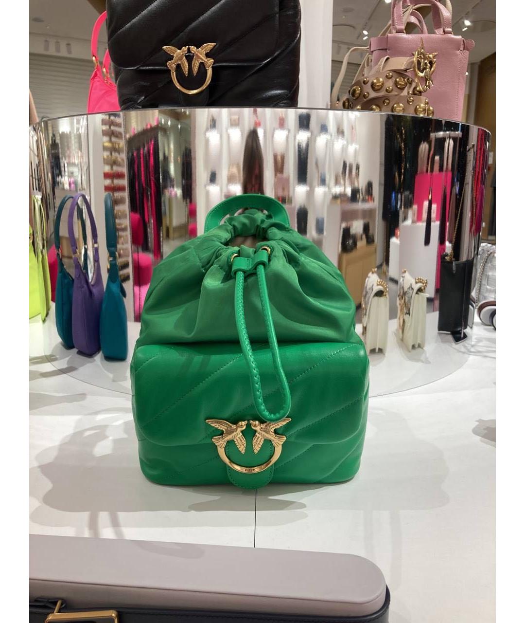 PINKO Зеленый кожаный рюкзак, фото 9