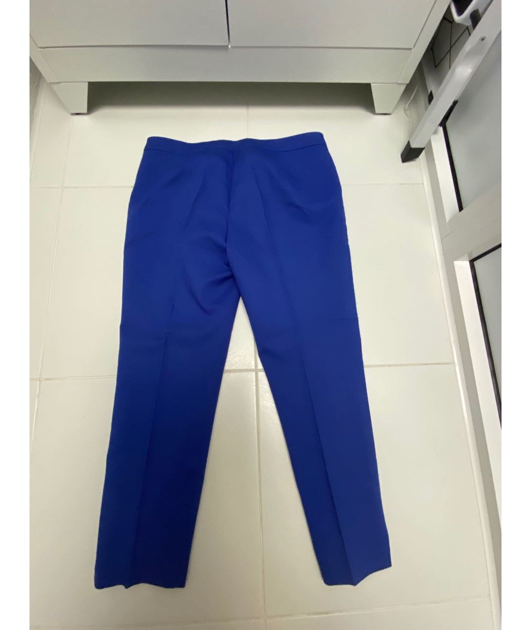 TRUSSARDI Синие полиэстеровые прямые брюки, фото 2