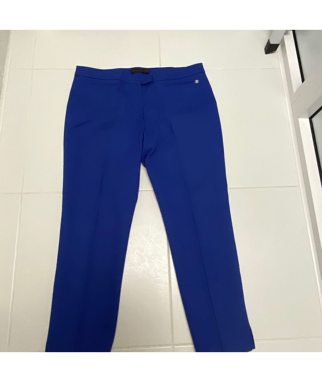 TRUSSARDI Синие полиэстеровые прямые брюки, фото 7