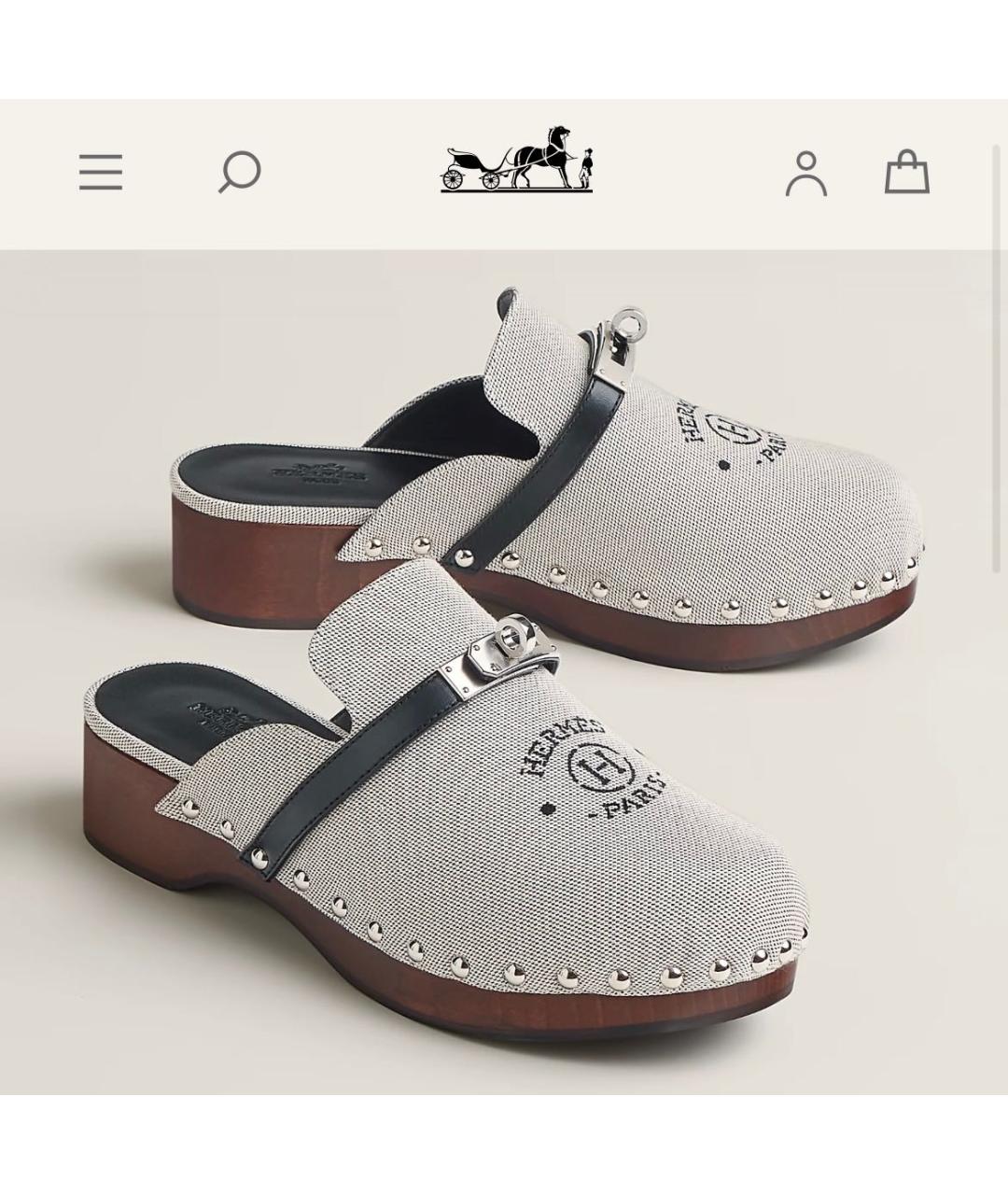 HERMES Текстильные сабо, фото 7