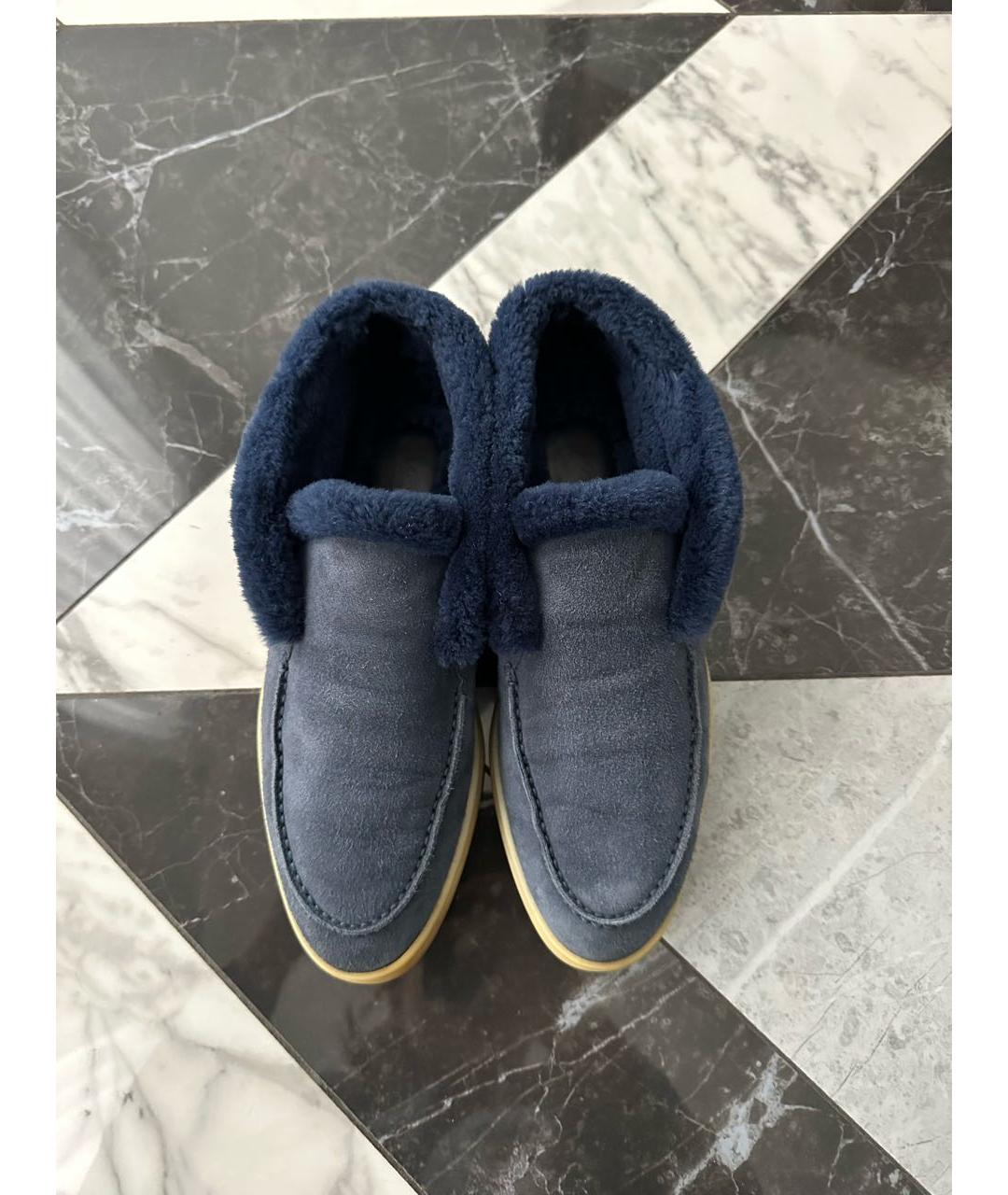 LORO PIANA Синие замшевые ботинки, фото 2
