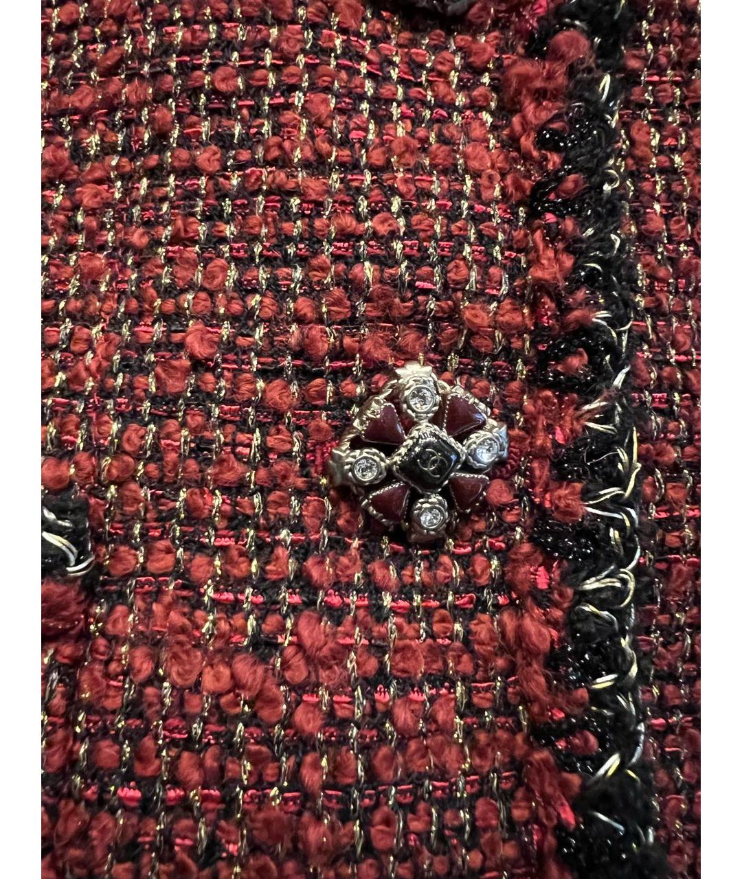 CHANEL Бордовый твидовый жакет/пиджак, фото 4