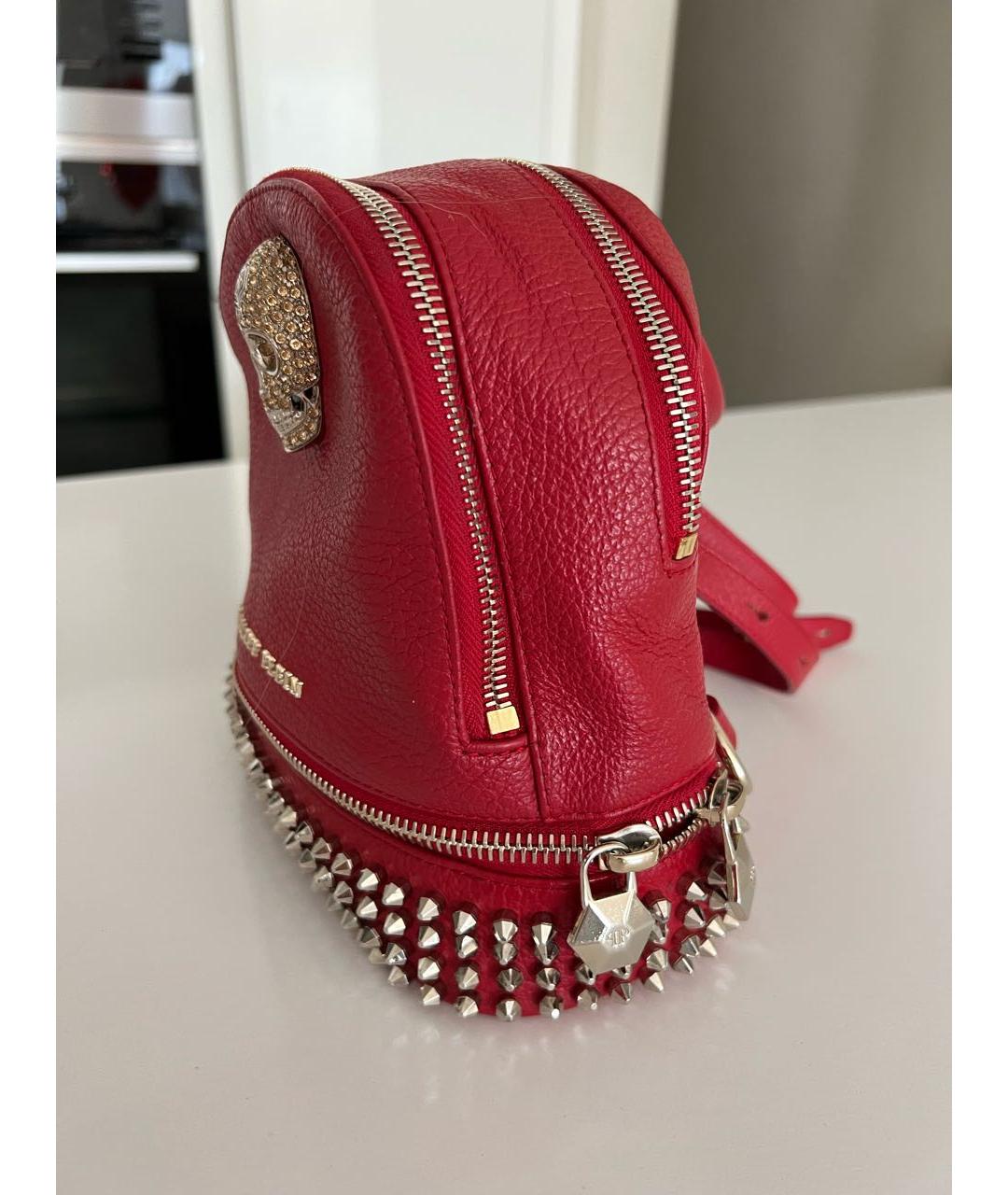 PHILIPP PLEIN Красный кожаный рюкзак, фото 3