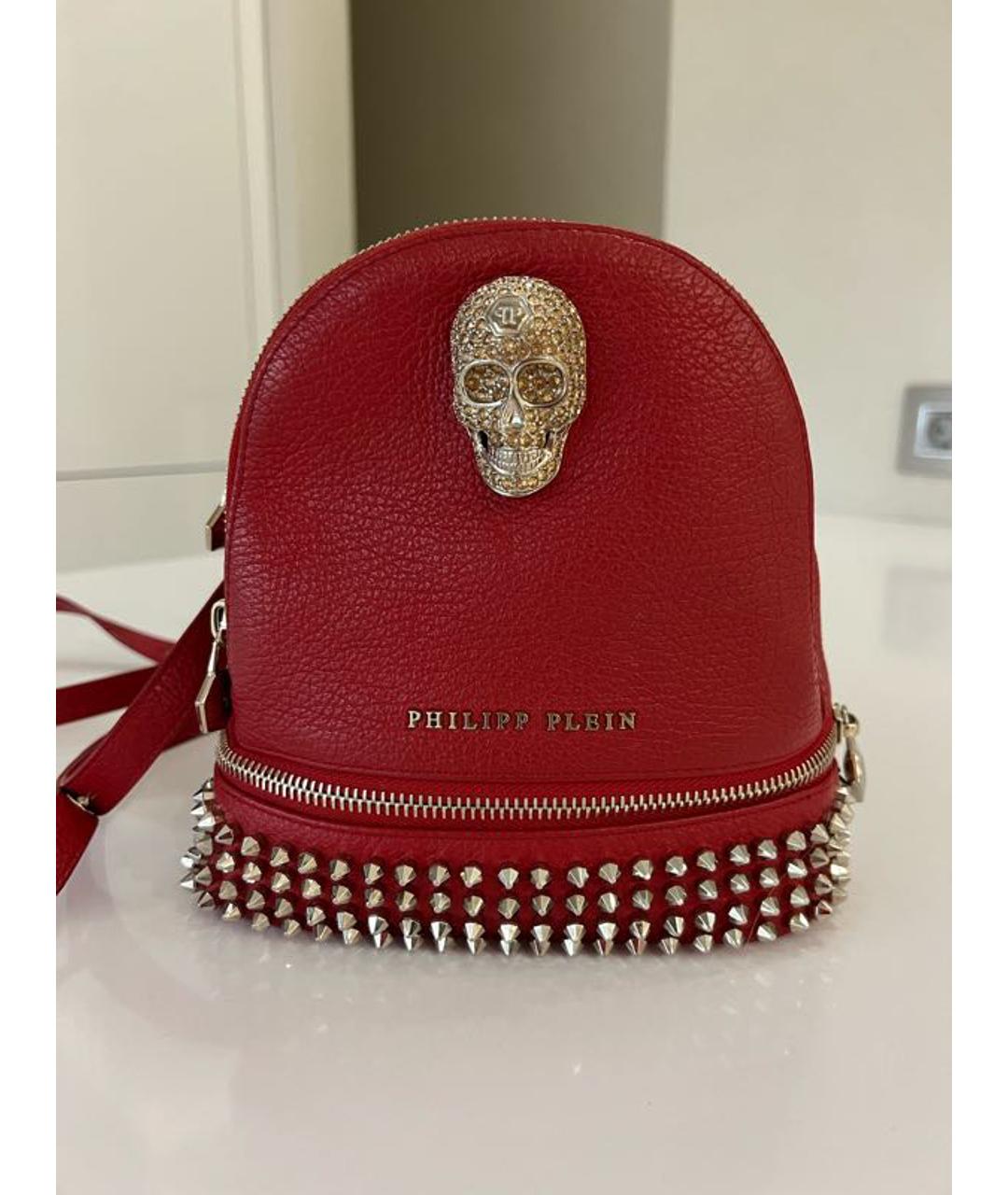 PHILIPP PLEIN Красный кожаный рюкзак, фото 8