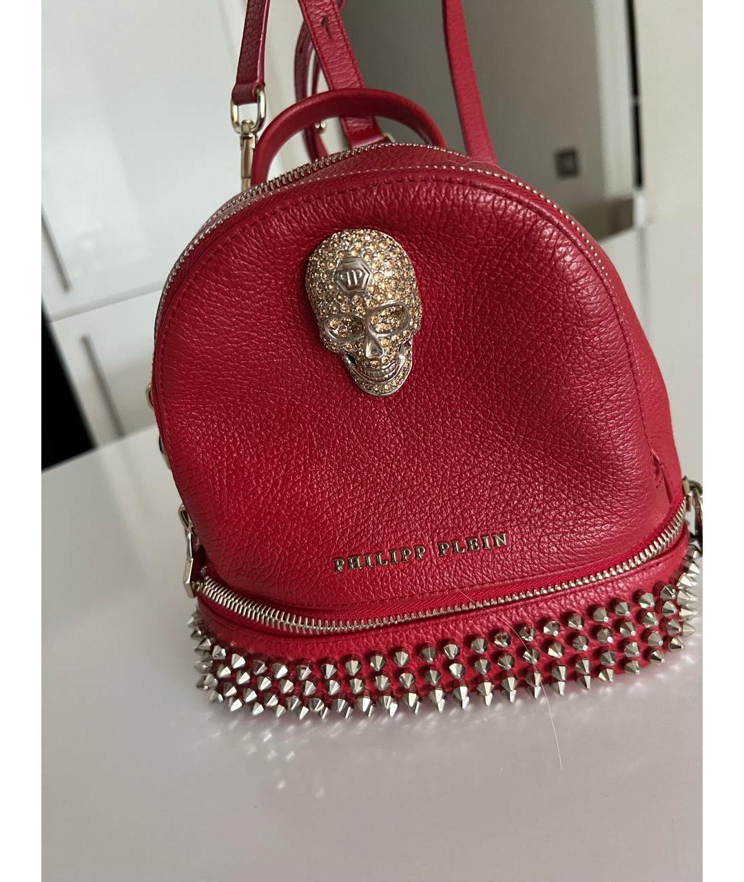 PHILIPP PLEIN Красный кожаный рюкзак, фото 7
