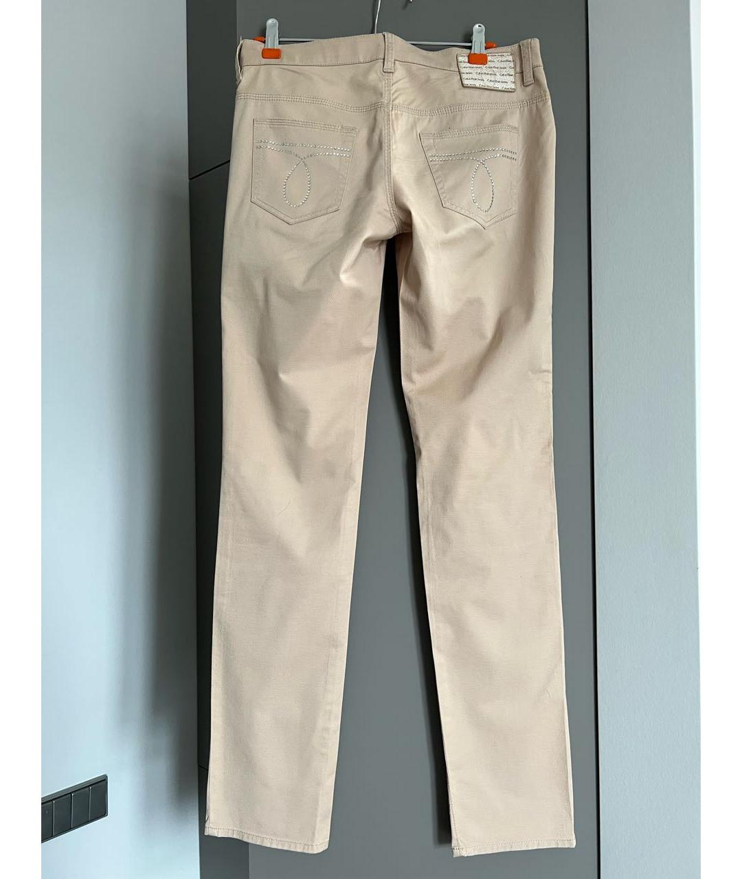 CALVIN KLEIN JEANS Бежевые хлопко-лиоцелловые прямые джинсы, фото 2
