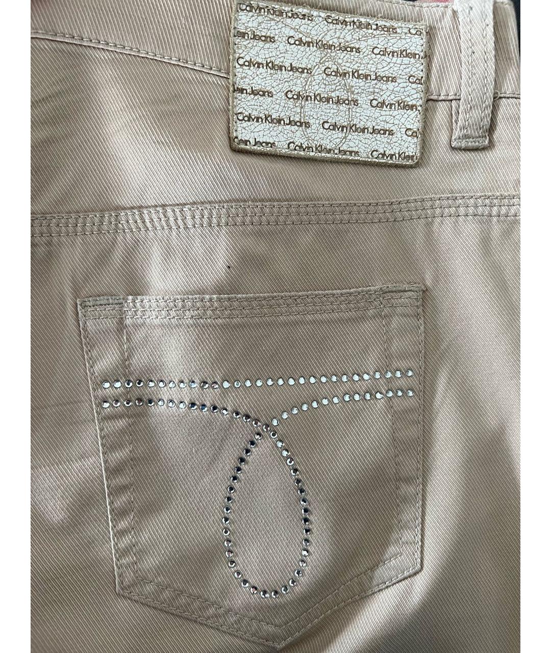 CALVIN KLEIN JEANS Бежевые хлопко-лиоцелловые прямые джинсы, фото 4