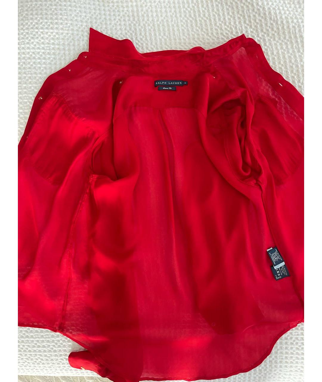 RALPH LAUREN Красная шелковая блузы, фото 3