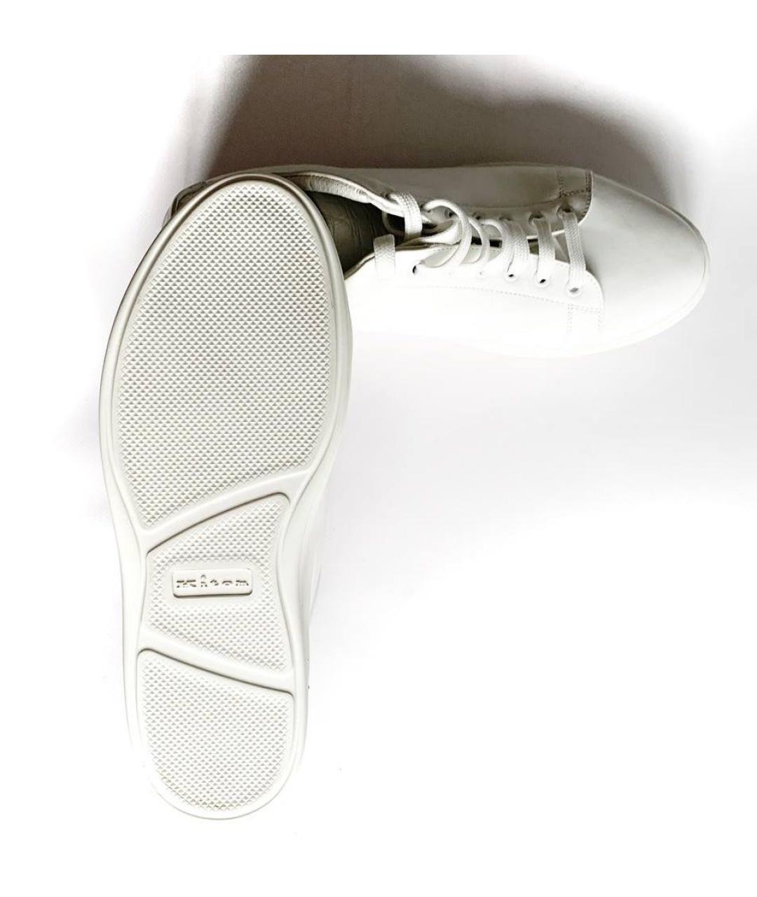 KITON Белые кожаные низкие кроссовки / кеды, фото 5
