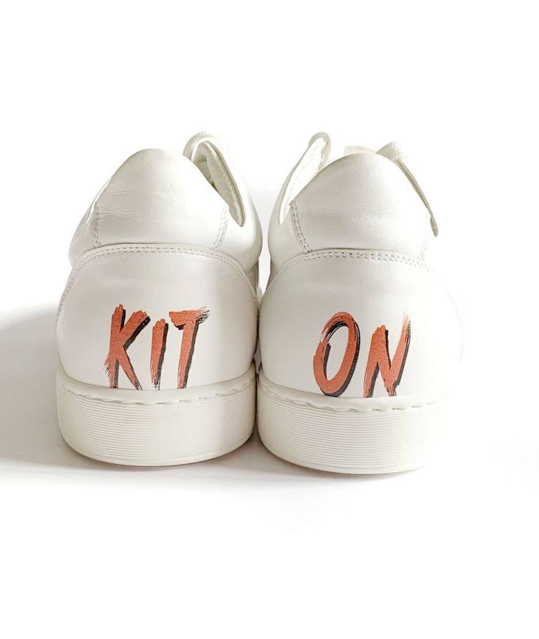 KITON Белые кожаные низкие кроссовки / кеды, фото 4