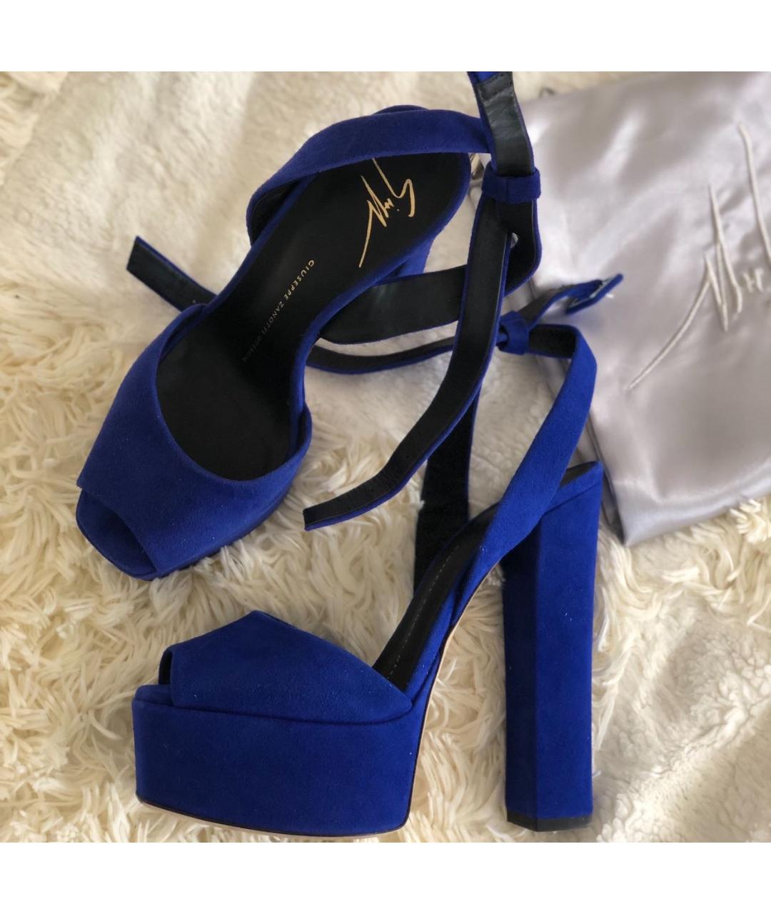 GIUSEPPE ZANOTTI DESIGN Синие замшевые босоножки, фото 6