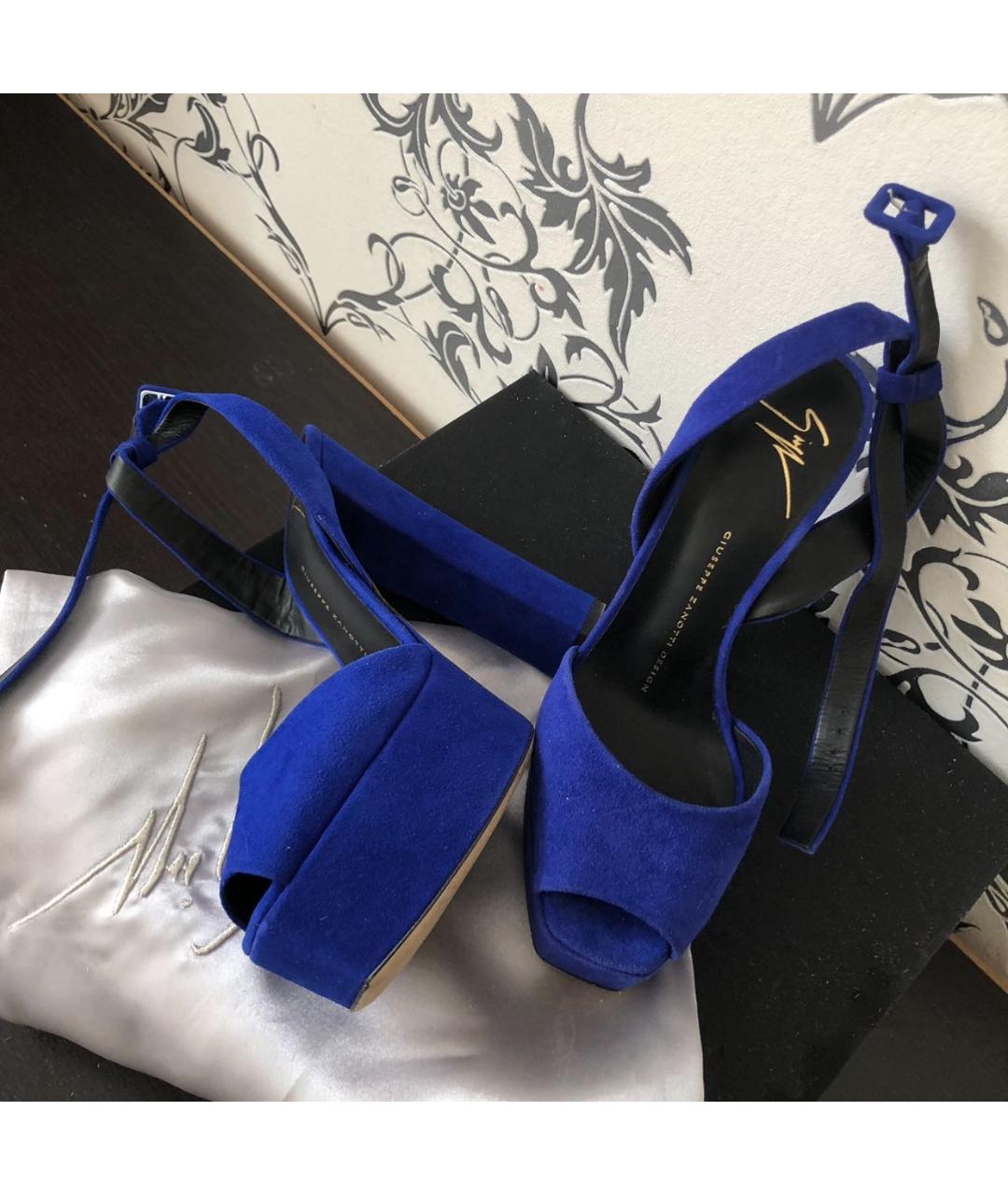GIUSEPPE ZANOTTI DESIGN Синие замшевые босоножки, фото 3