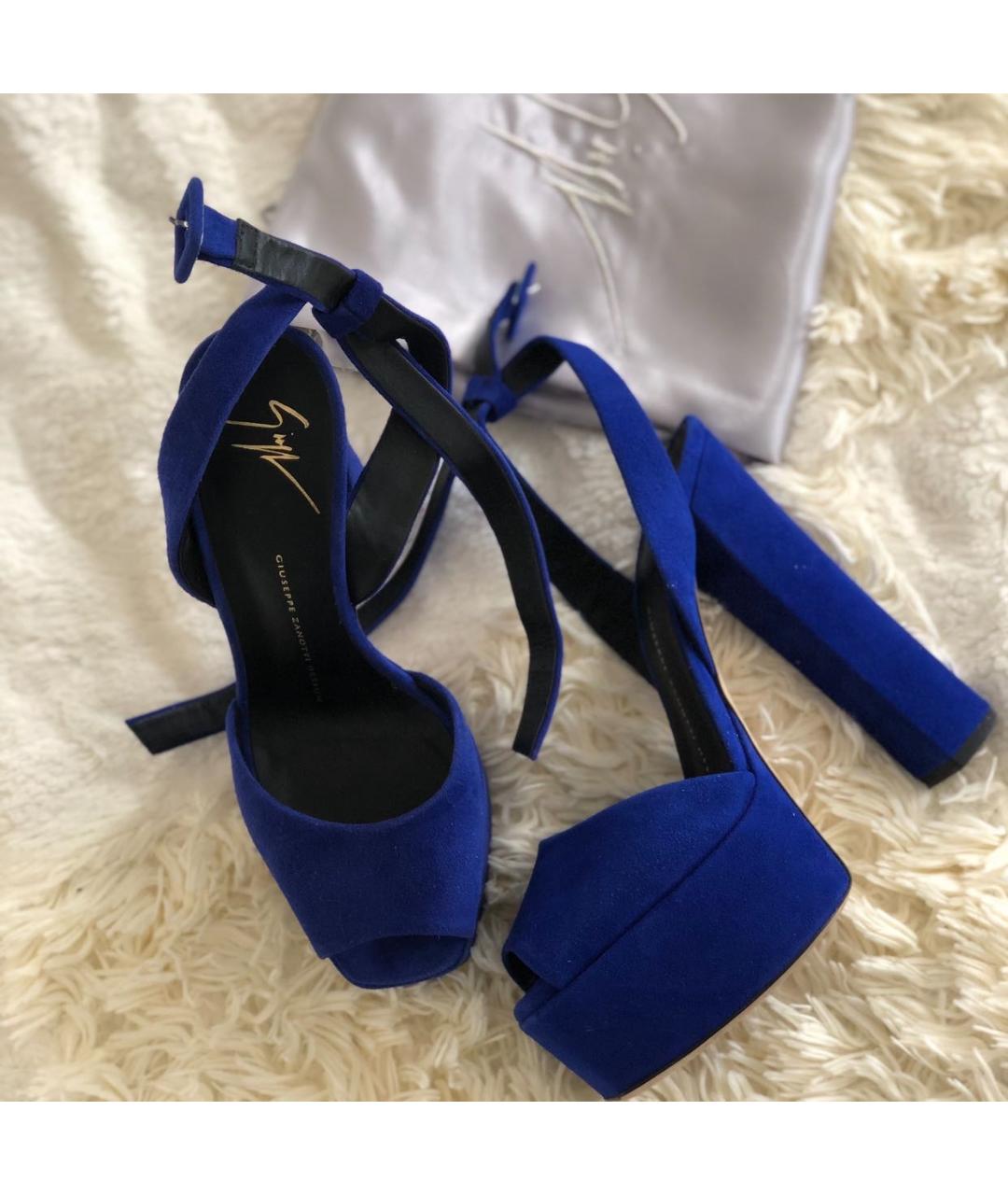 GIUSEPPE ZANOTTI DESIGN Синие замшевые босоножки, фото 2