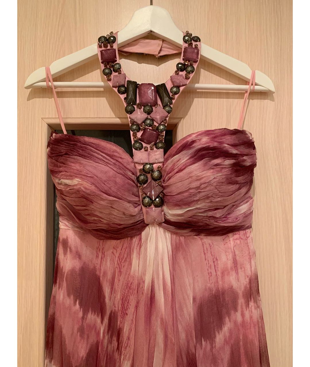 JOVANI Розовое шелковое вечернее платье, фото 2