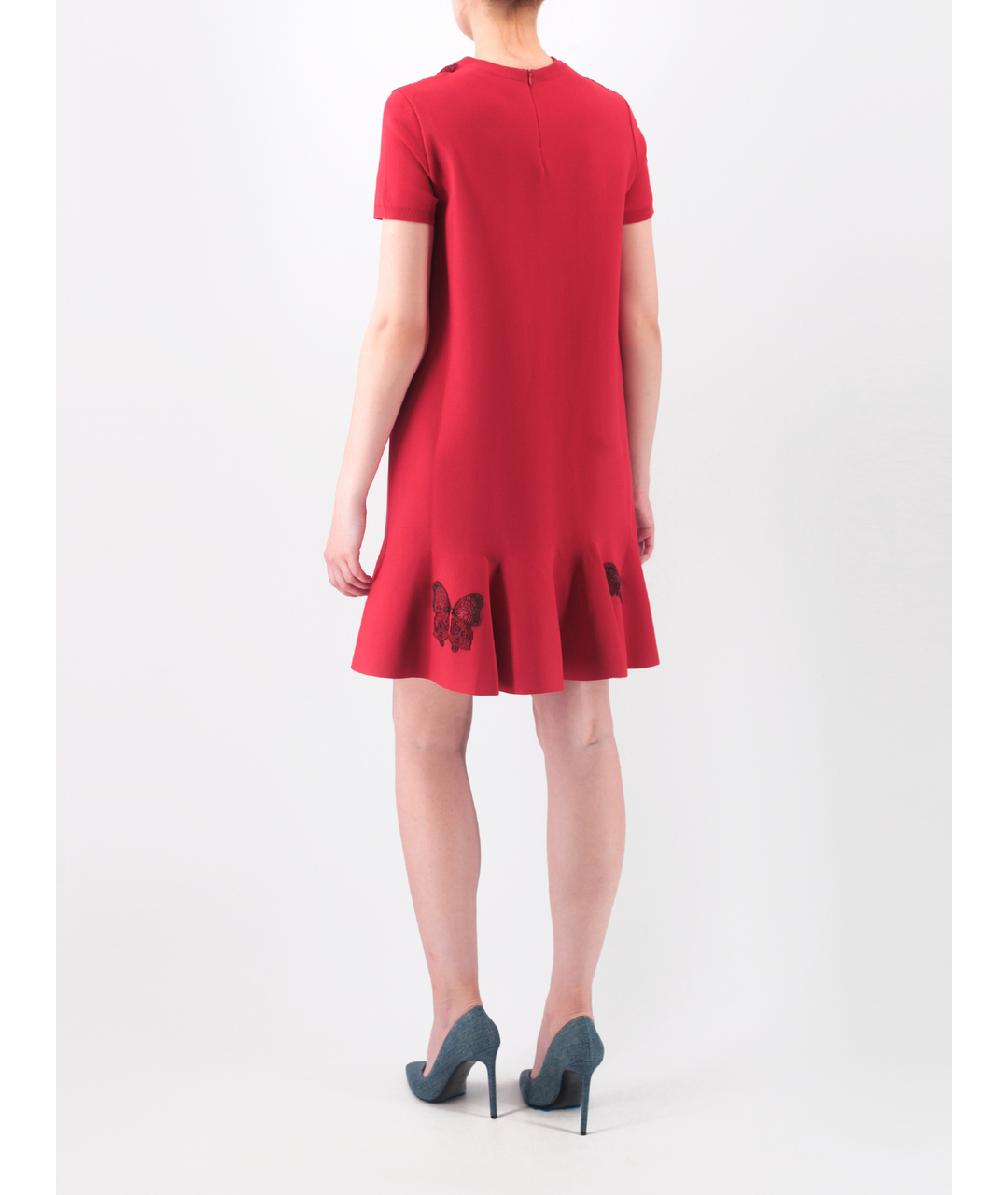 VALENTINO Красное вискозное повседневное платье, фото 3
