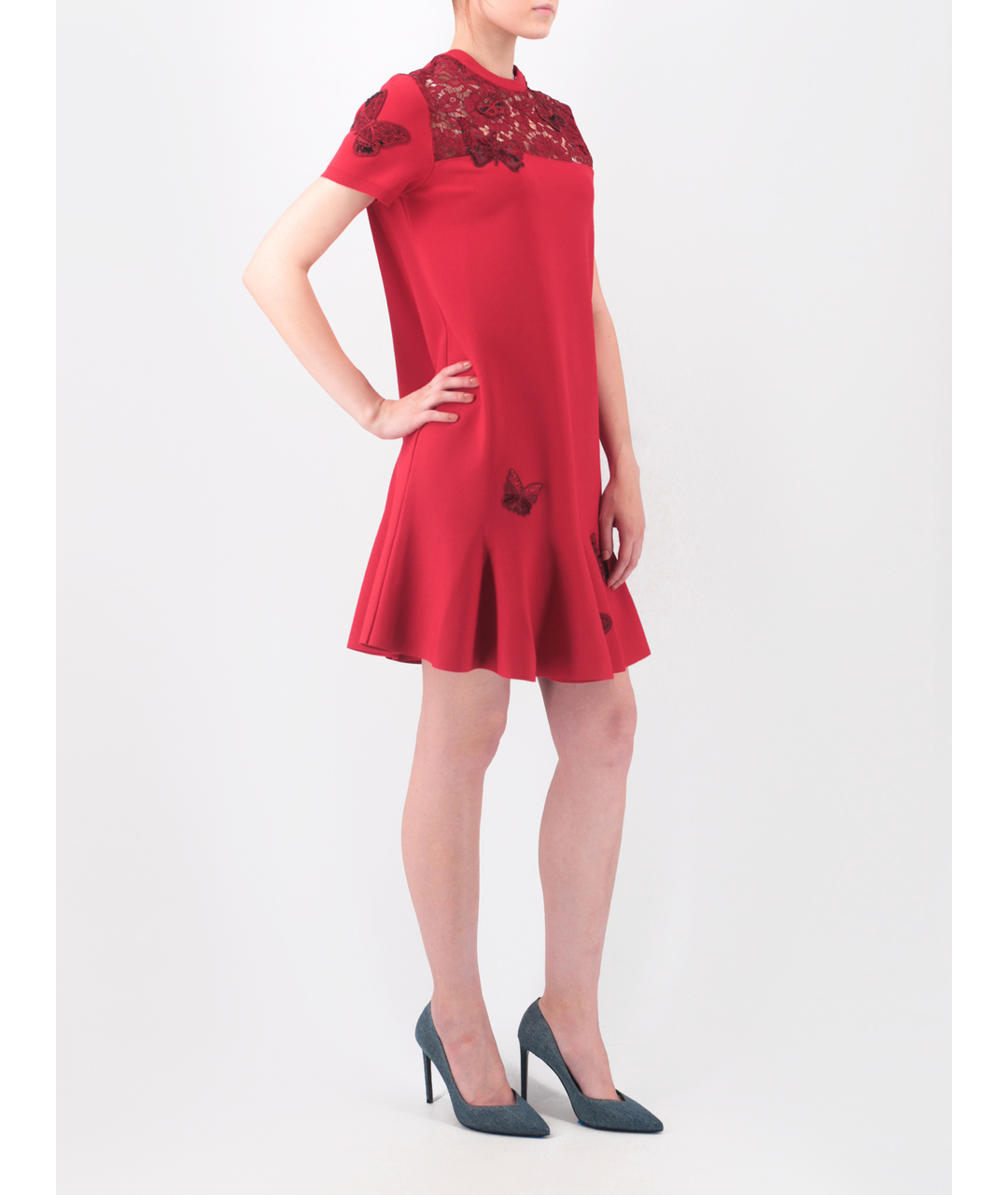 VALENTINO Красное вискозное повседневное платье, фото 2