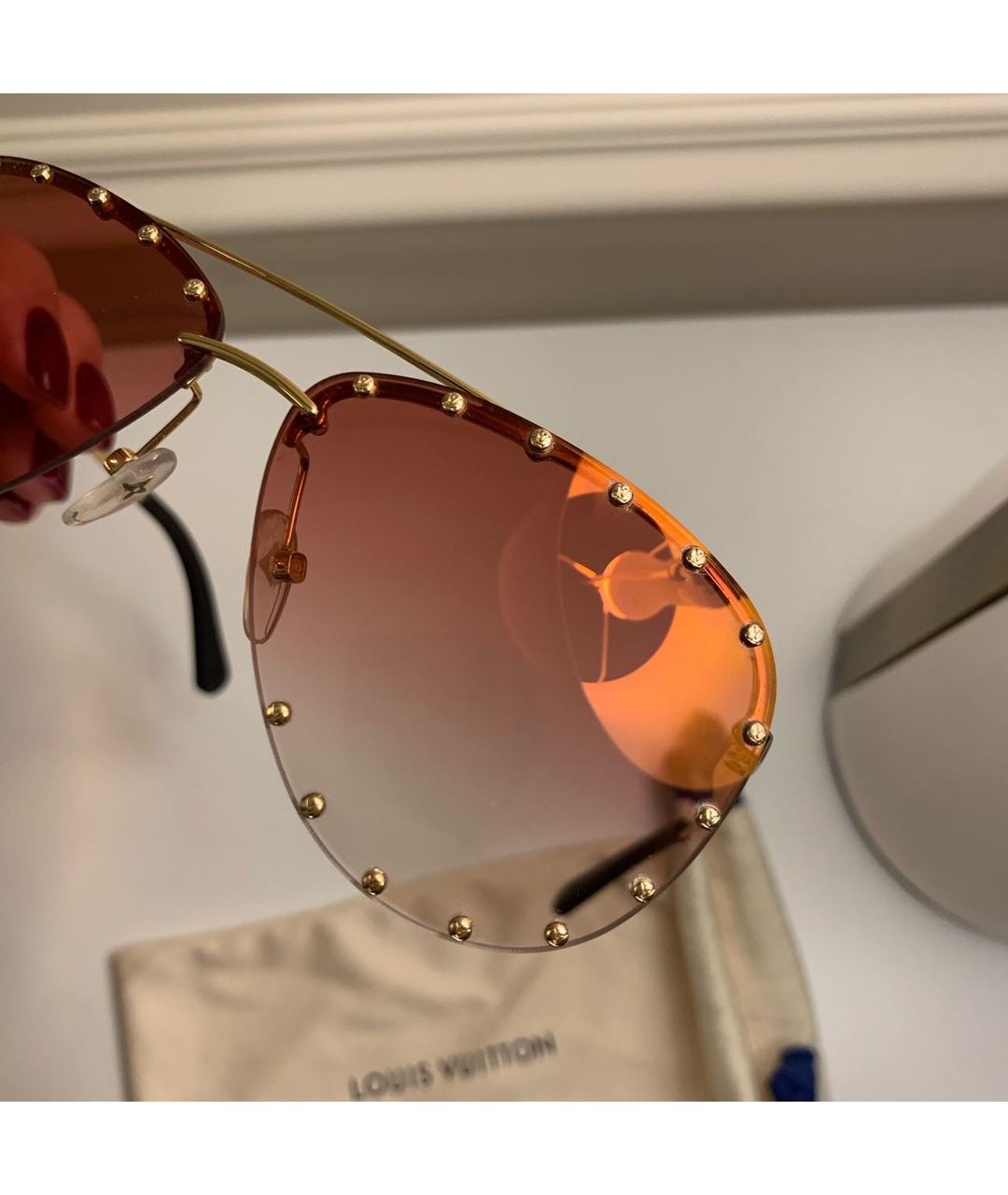 LOUIS VUITTON PRE-OWNED Розовые металлические солнцезащитные очки, фото 4