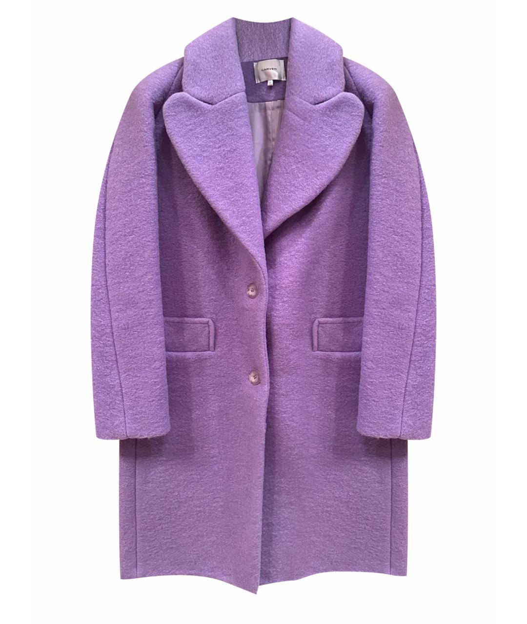CARVEN Фиолетовое шерстяное пальто, фото 1