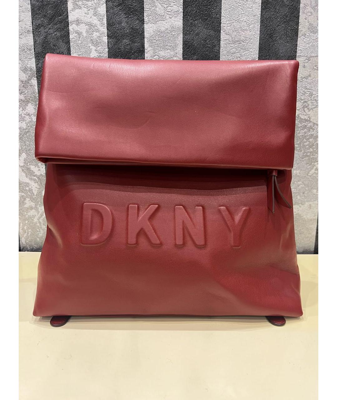DKNY Бордовый кожаный рюкзак, фото 8
