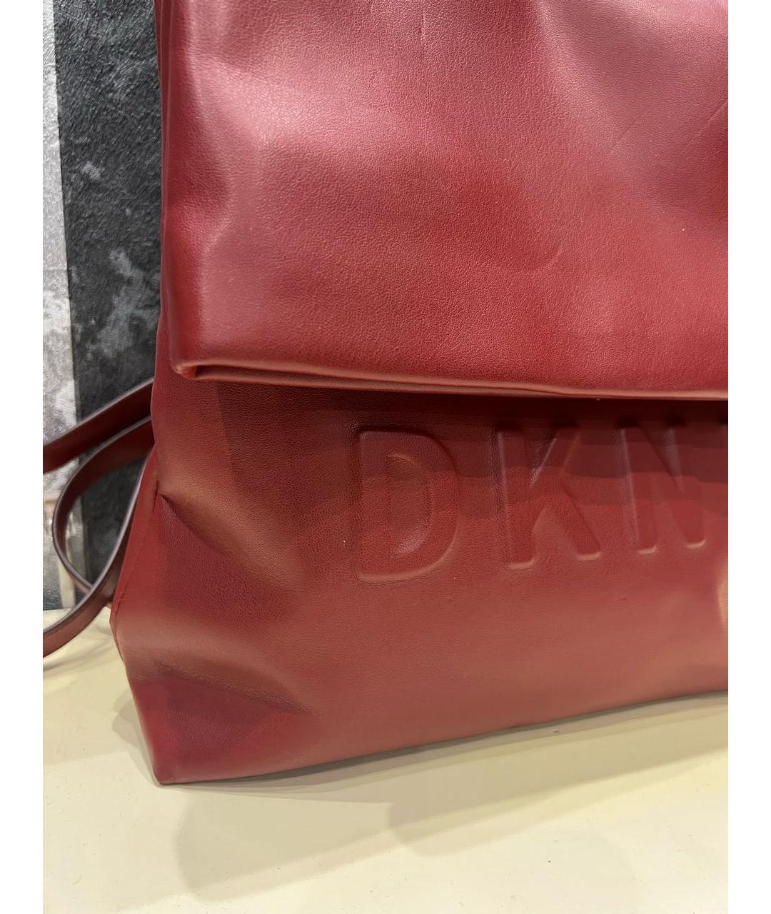 DKNY Бордовый кожаный рюкзак, фото 7