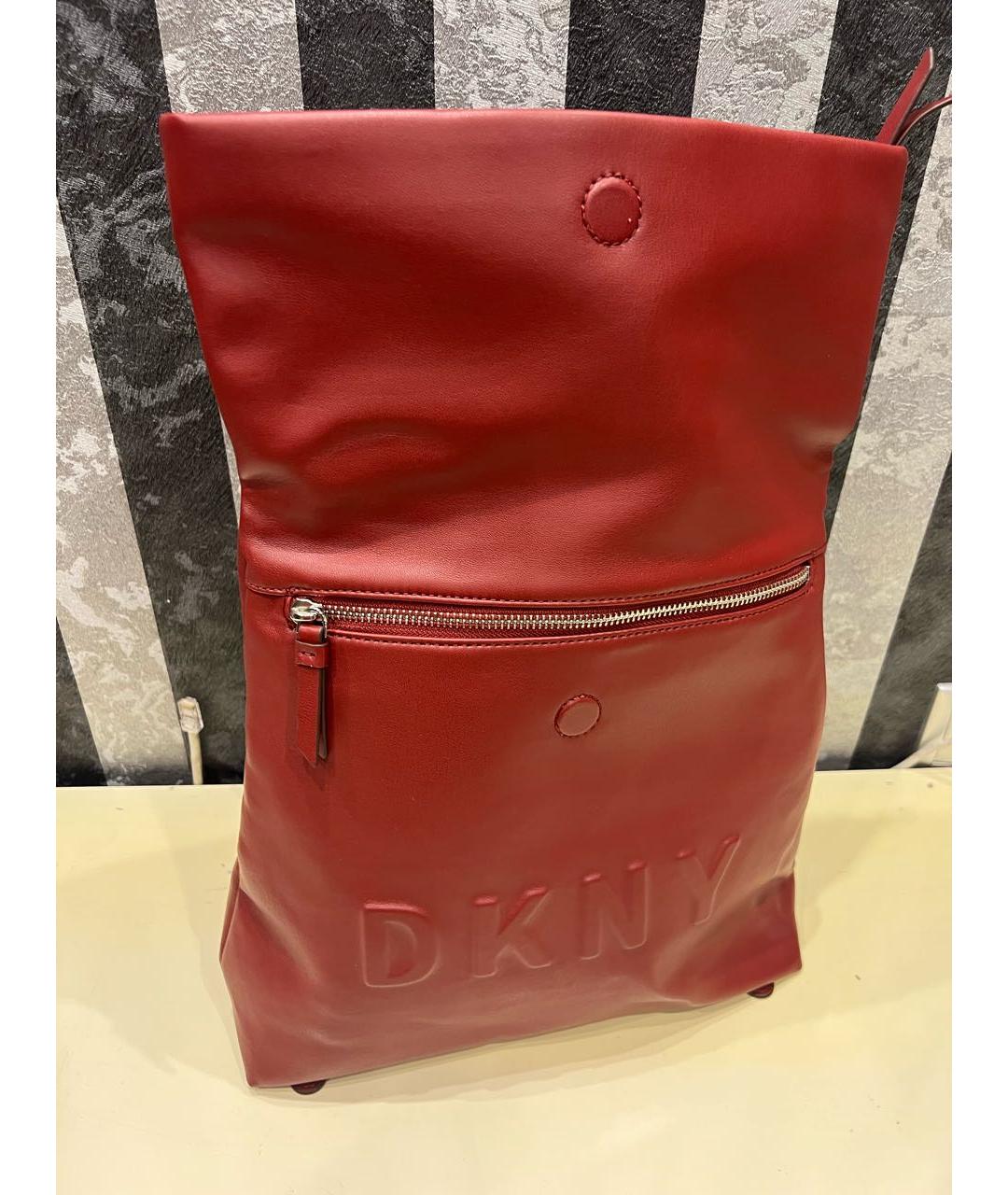 DKNY Бордовый кожаный рюкзак, фото 6