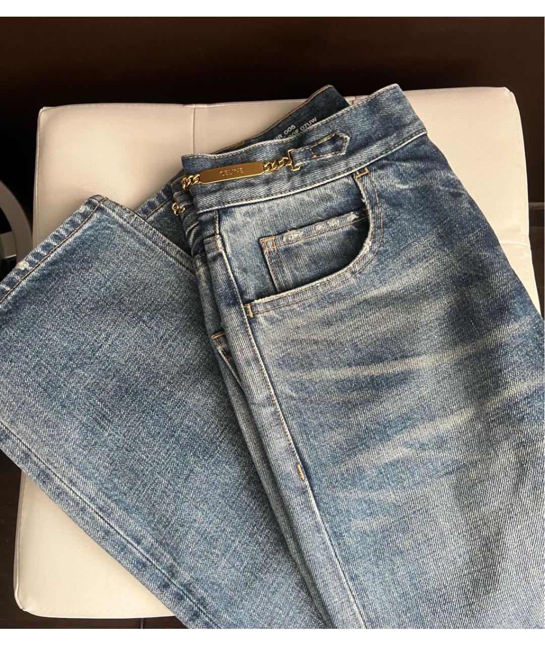 CELINE PRE-OWNED Голубые хлопковые прямые джинсы, фото 6