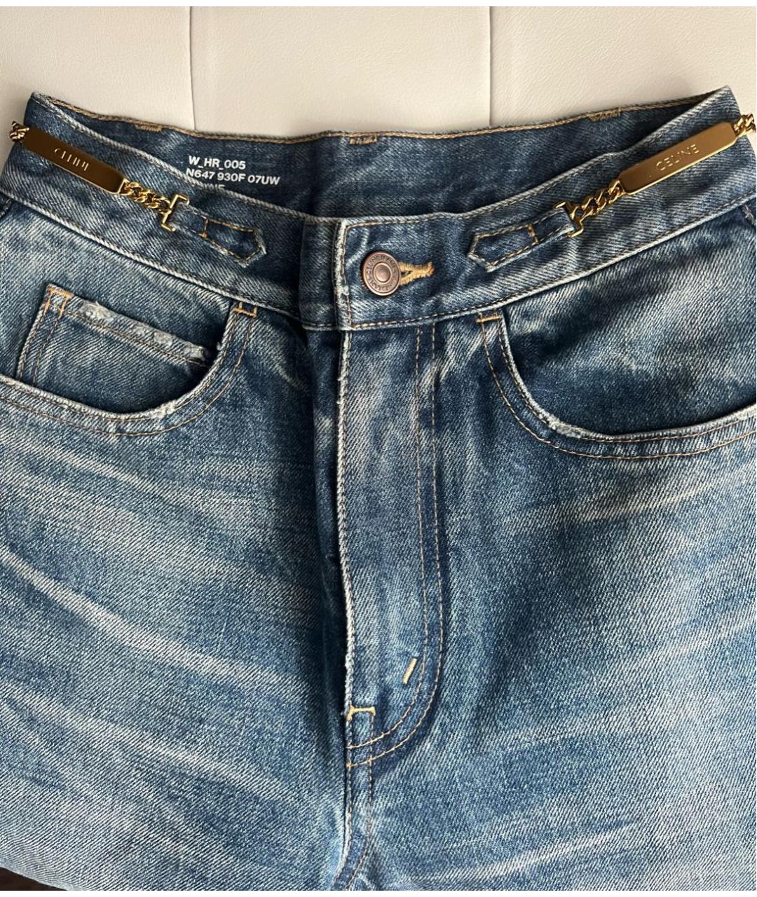 CELINE PRE-OWNED Голубые хлопковые прямые джинсы, фото 4