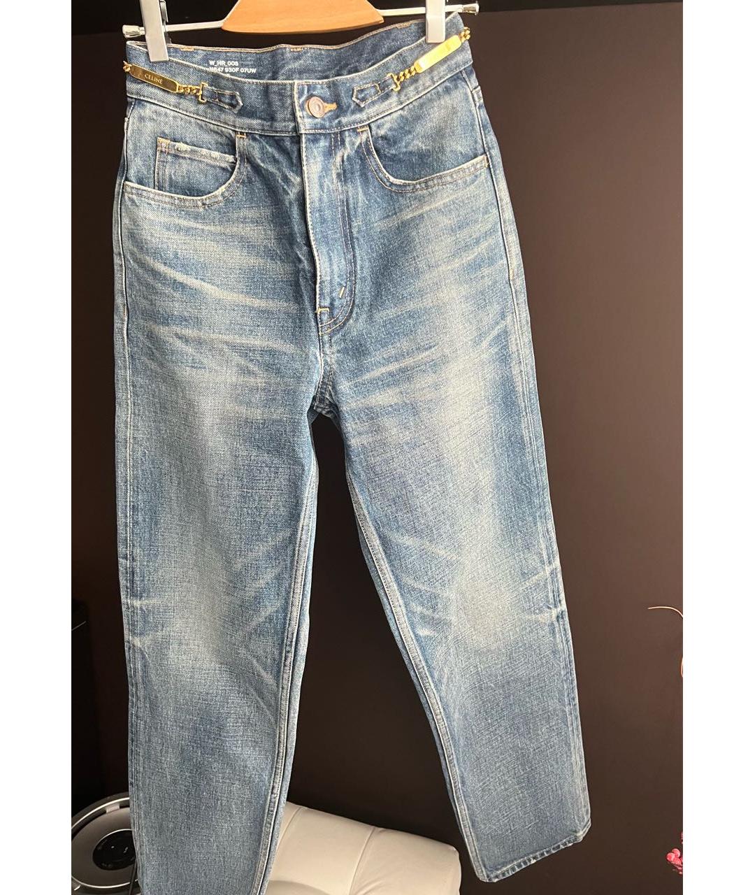CELINE PRE-OWNED Голубые хлопковые прямые джинсы, фото 2