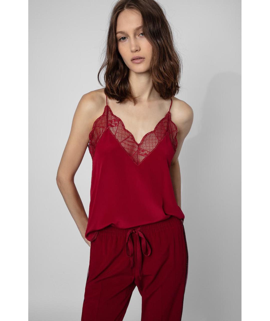 ZADIG & VOLTAIRE Бордовые полиэстеровые прямые брюки, фото 3