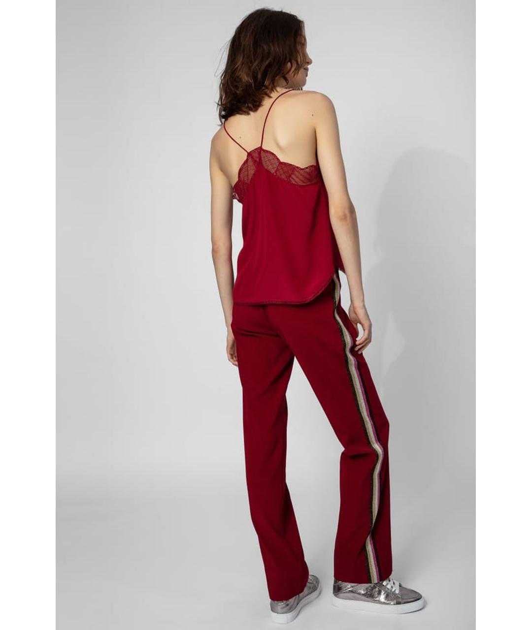 ZADIG & VOLTAIRE Бордовые полиэстеровые прямые брюки, фото 2
