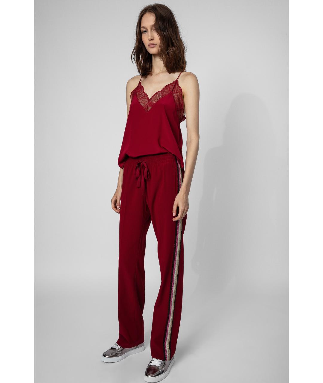 ZADIG & VOLTAIRE Бордовые полиэстеровые прямые брюки, фото 4