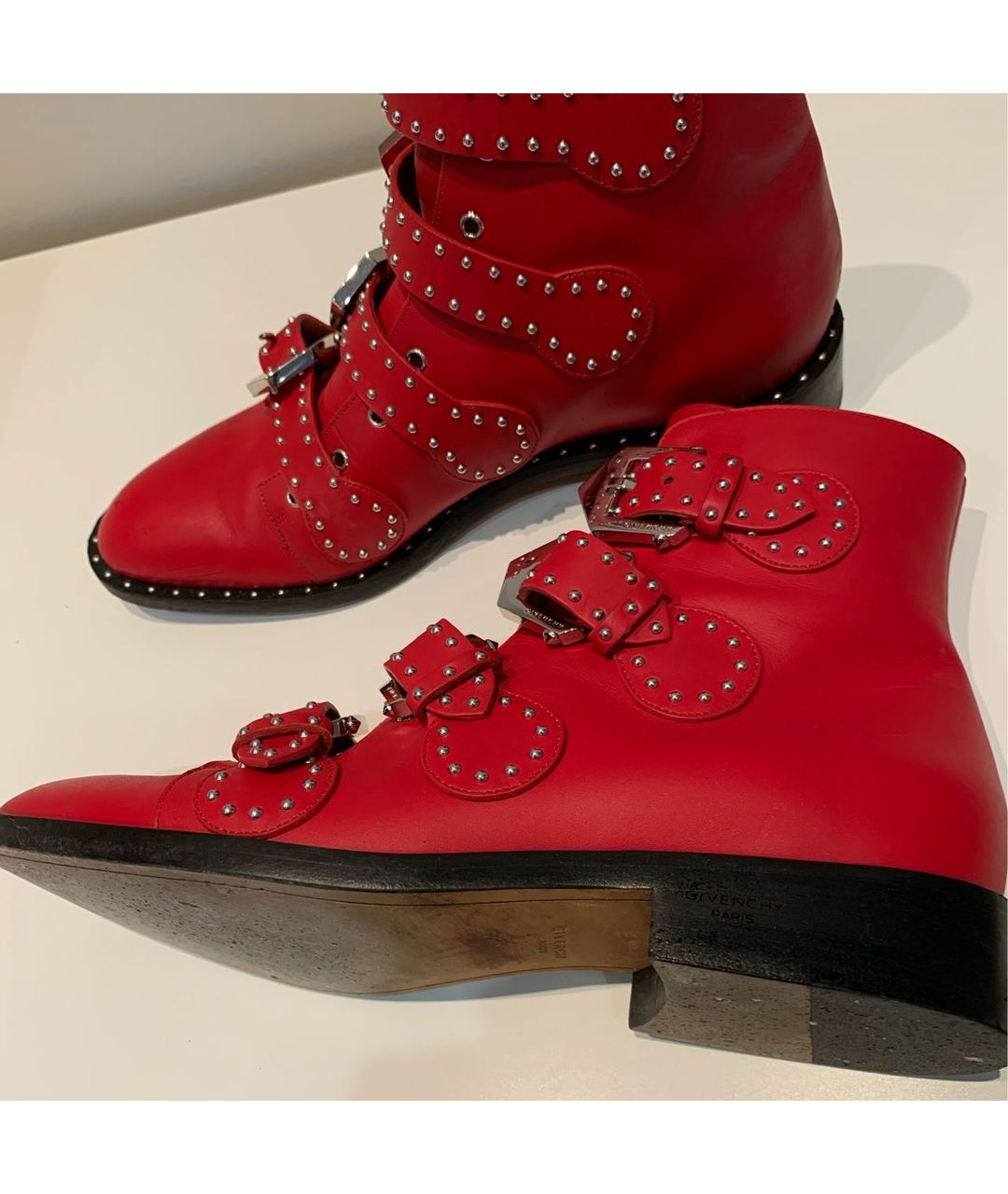 GIVENCHY Красные кожаные ботинки, фото 6