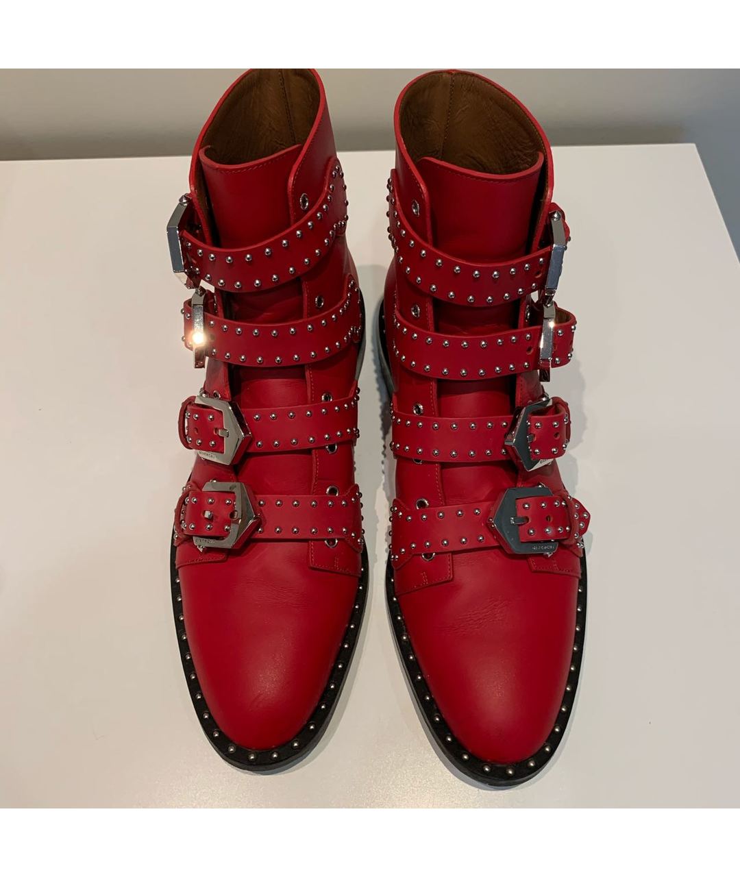 GIVENCHY Красные кожаные ботинки, фото 2
