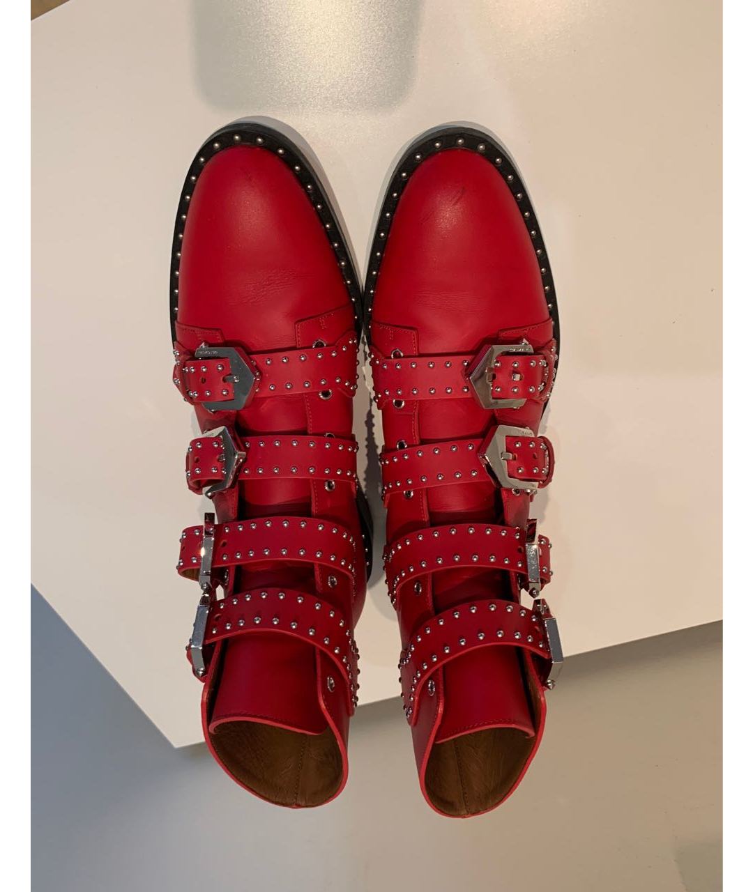 GIVENCHY Красные кожаные ботинки, фото 3