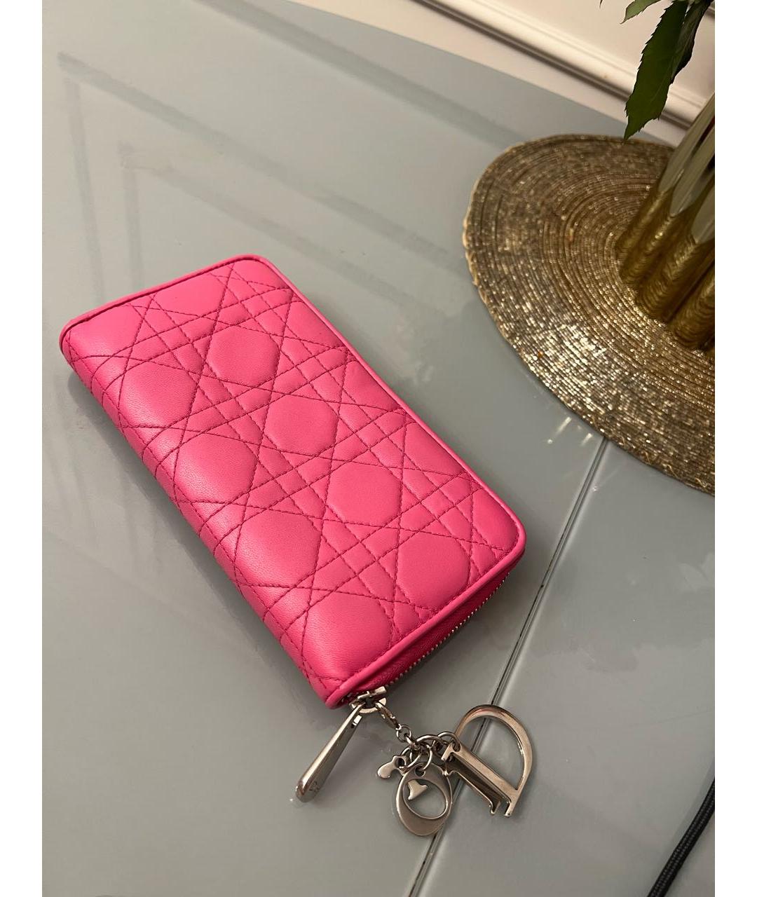CHRISTIAN DIOR Фуксия кожаный кошелек, фото 8