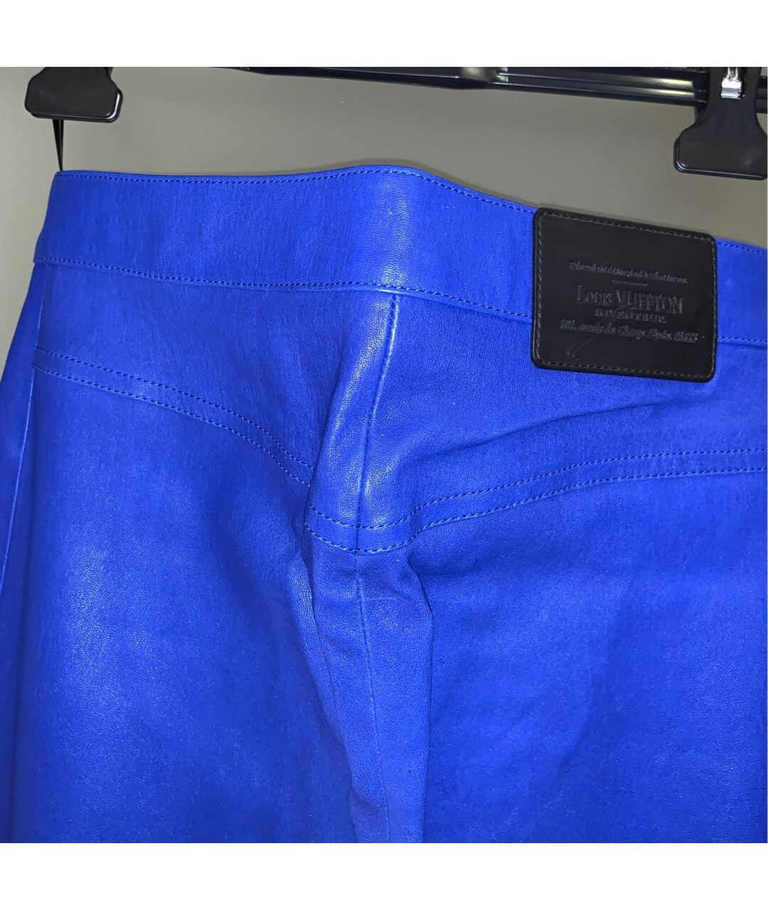 LOUIS VUITTON PRE-OWNED Синие кожаные прямые брюки, фото 3