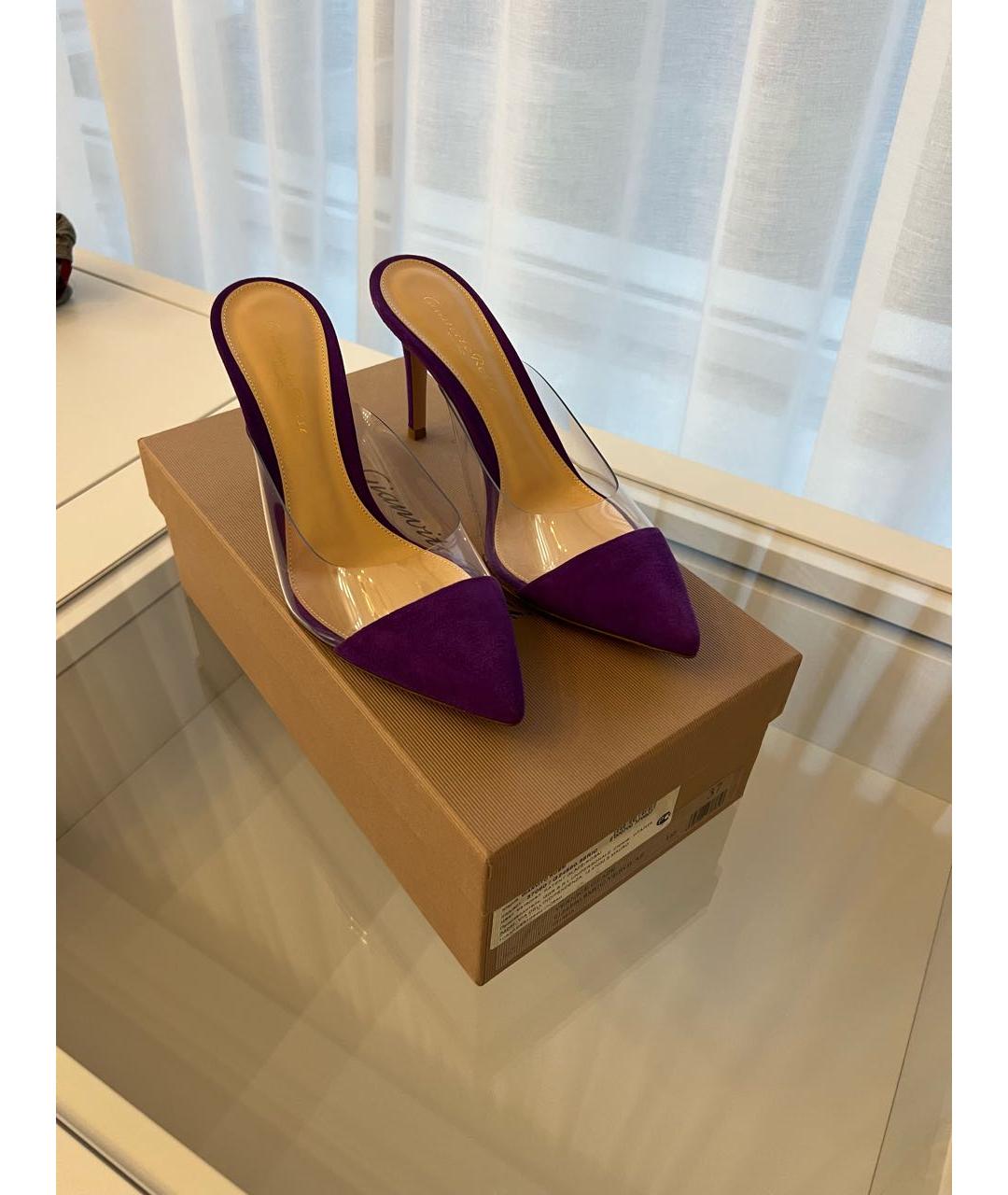 GIANVITO ROSSI Фиолетовые замшевые туфли, фото 8