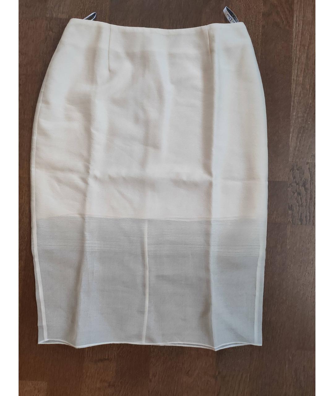 CHRISTIAN DIOR PRE-OWNED Бежевая шелковая юбка миди, фото 8