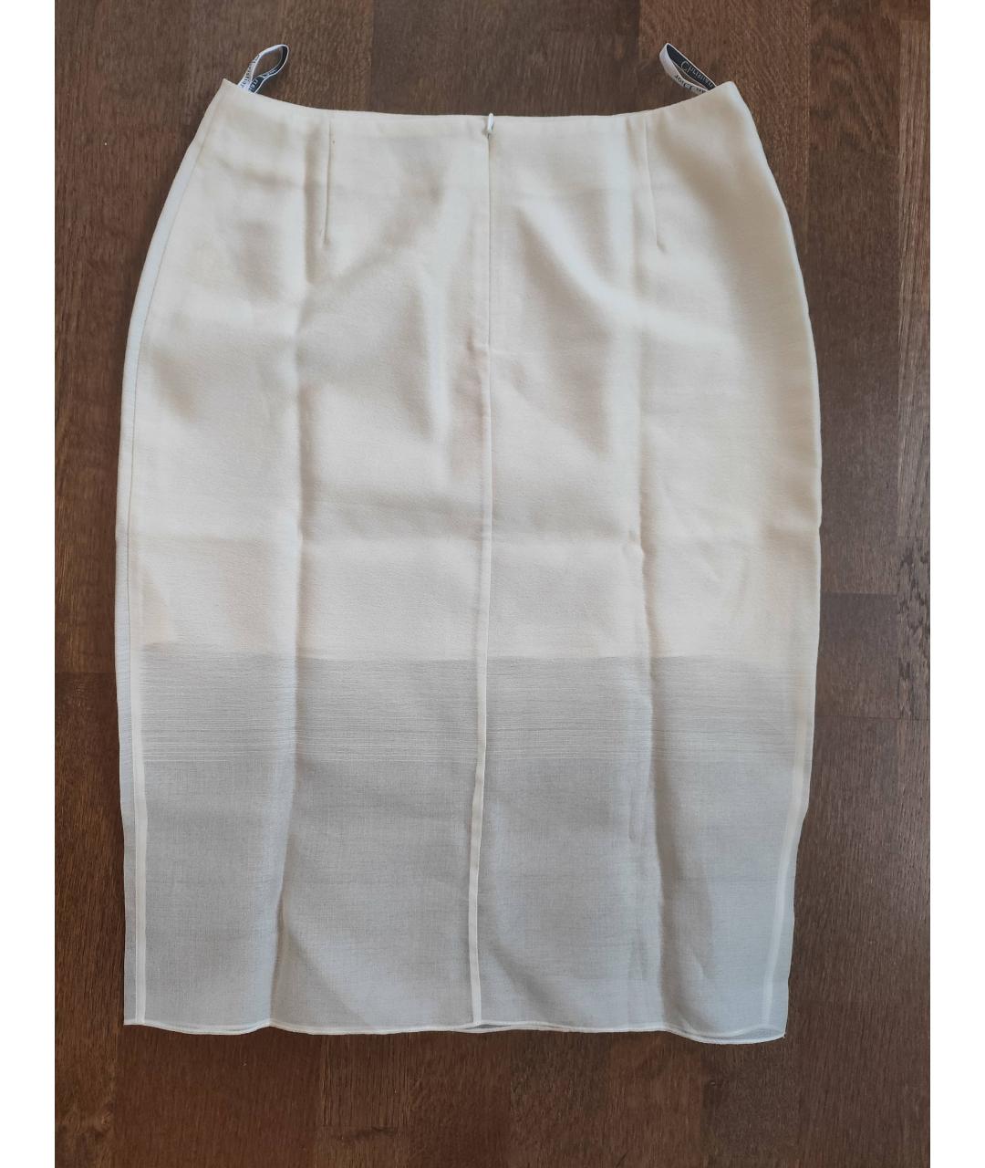 CHRISTIAN DIOR PRE-OWNED Бежевая шелковая юбка миди, фото 2