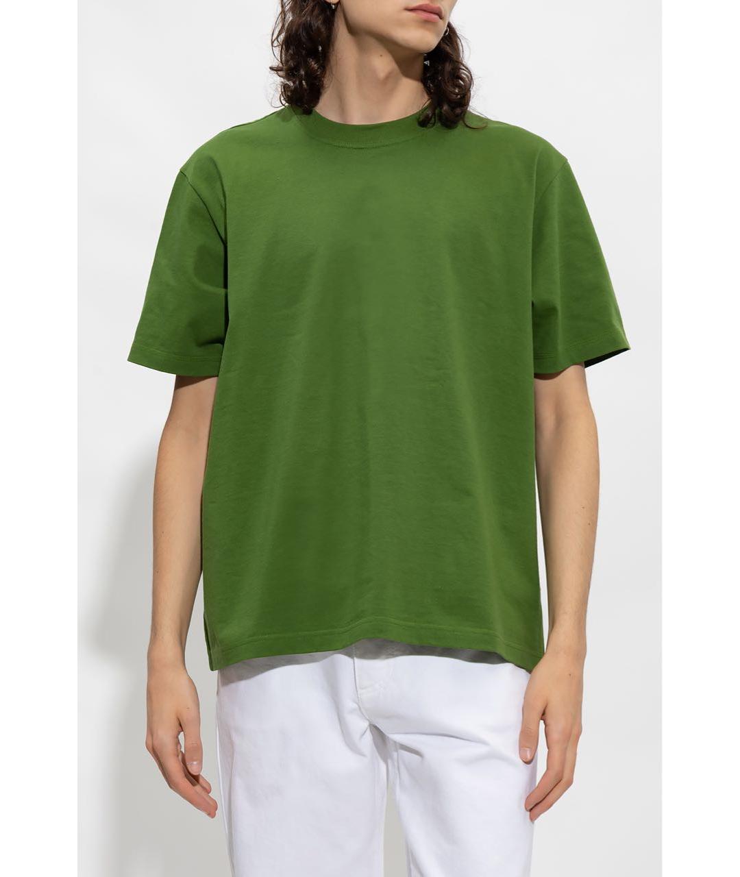 BOTTEGA VENETA Зеленая хлопковая футболка, фото 2