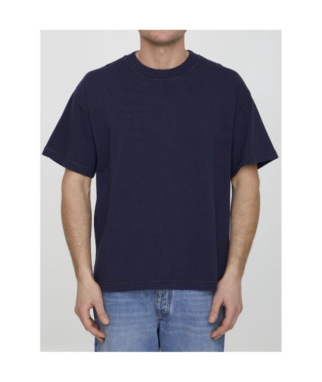 BOTTEGA VENETA Темно-синяя хлопковая футболка, фото 3