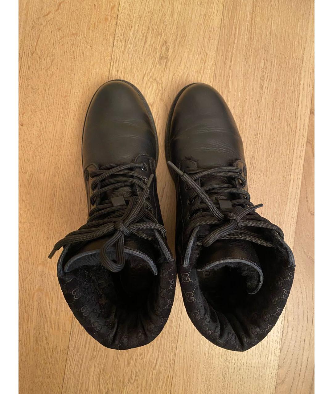GUCCI Черные кожаные ботинки, фото 3