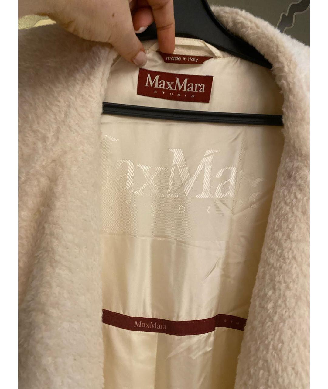 MAX MARA Белое шерстяное пальто, фото 3