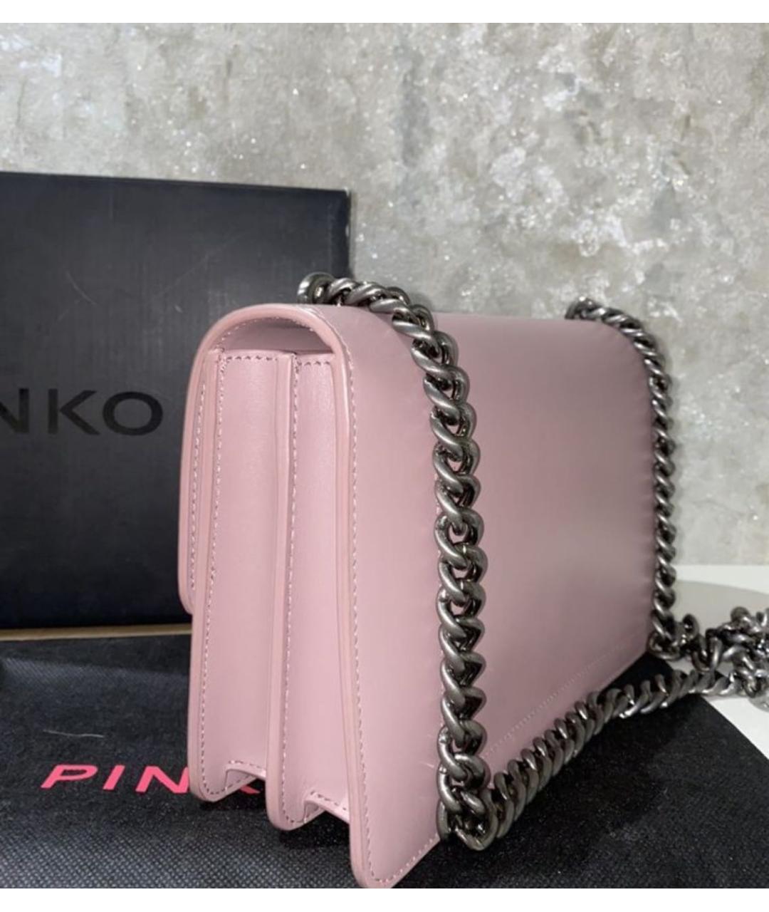 PINKO Розовая кожаная сумка через плечо, фото 3