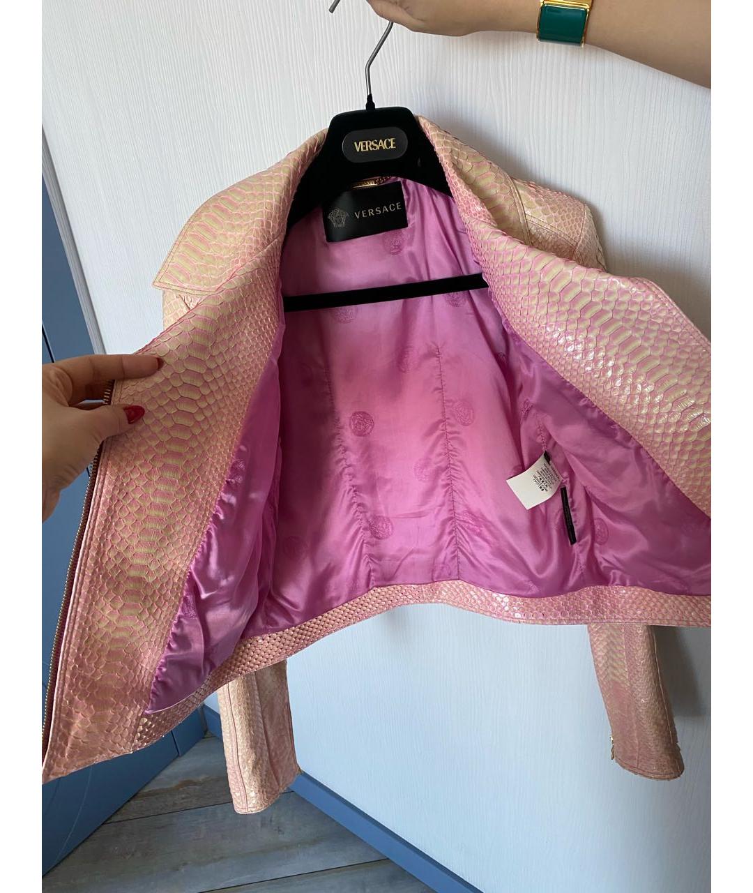 VERSACE Розовая кожаная куртка, фото 7