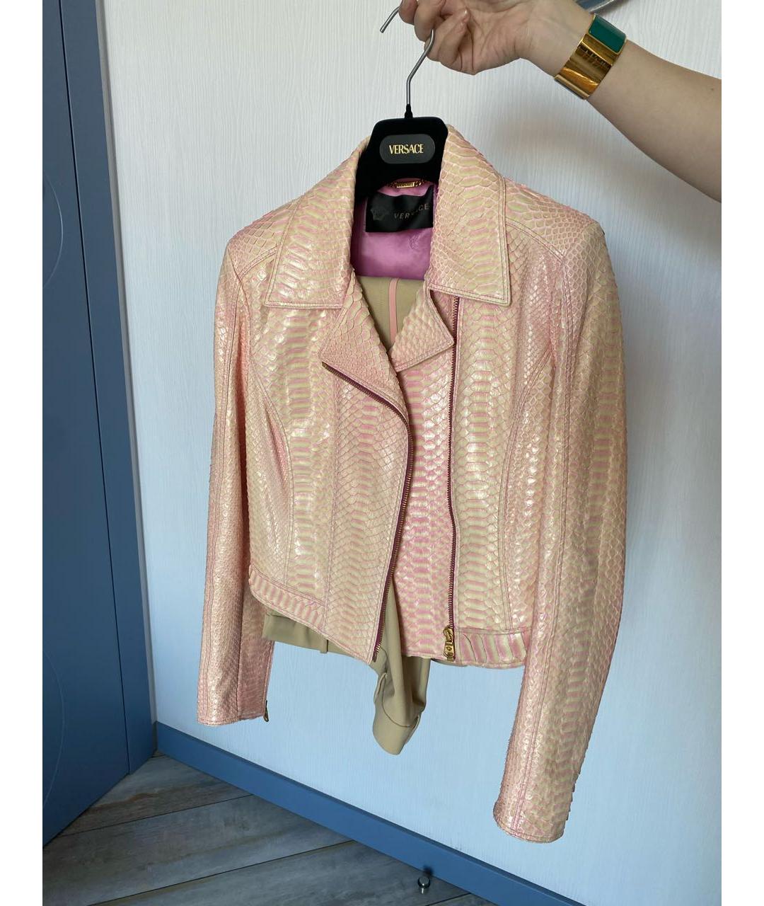 VERSACE Розовая кожаная куртка, фото 9